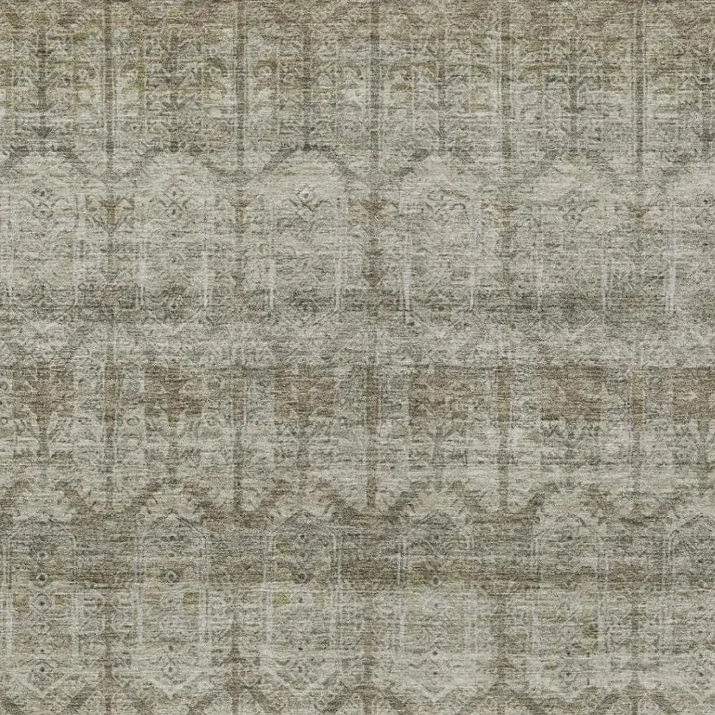 5' X 8' Beige And Brown Tribal Washable Indoor Outdoor Area Rug Homeroots Outdoor