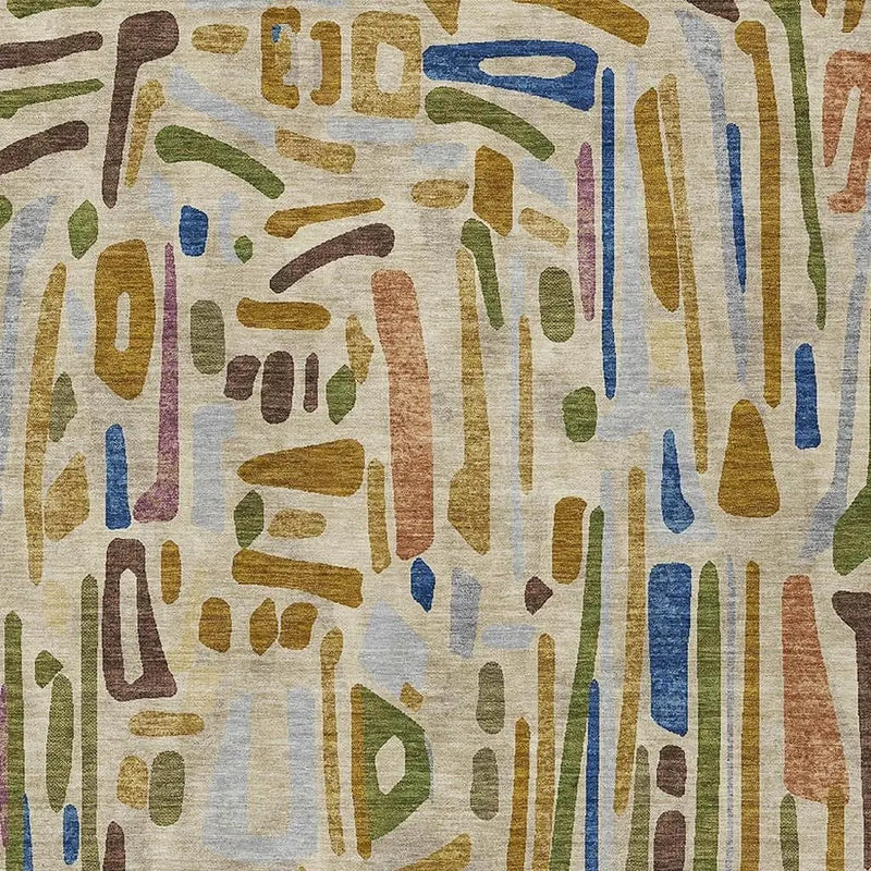 5' X 8' Beige And Copper Abstract Washable Indoor Outdoor Area Rug Homeroots Outdoor