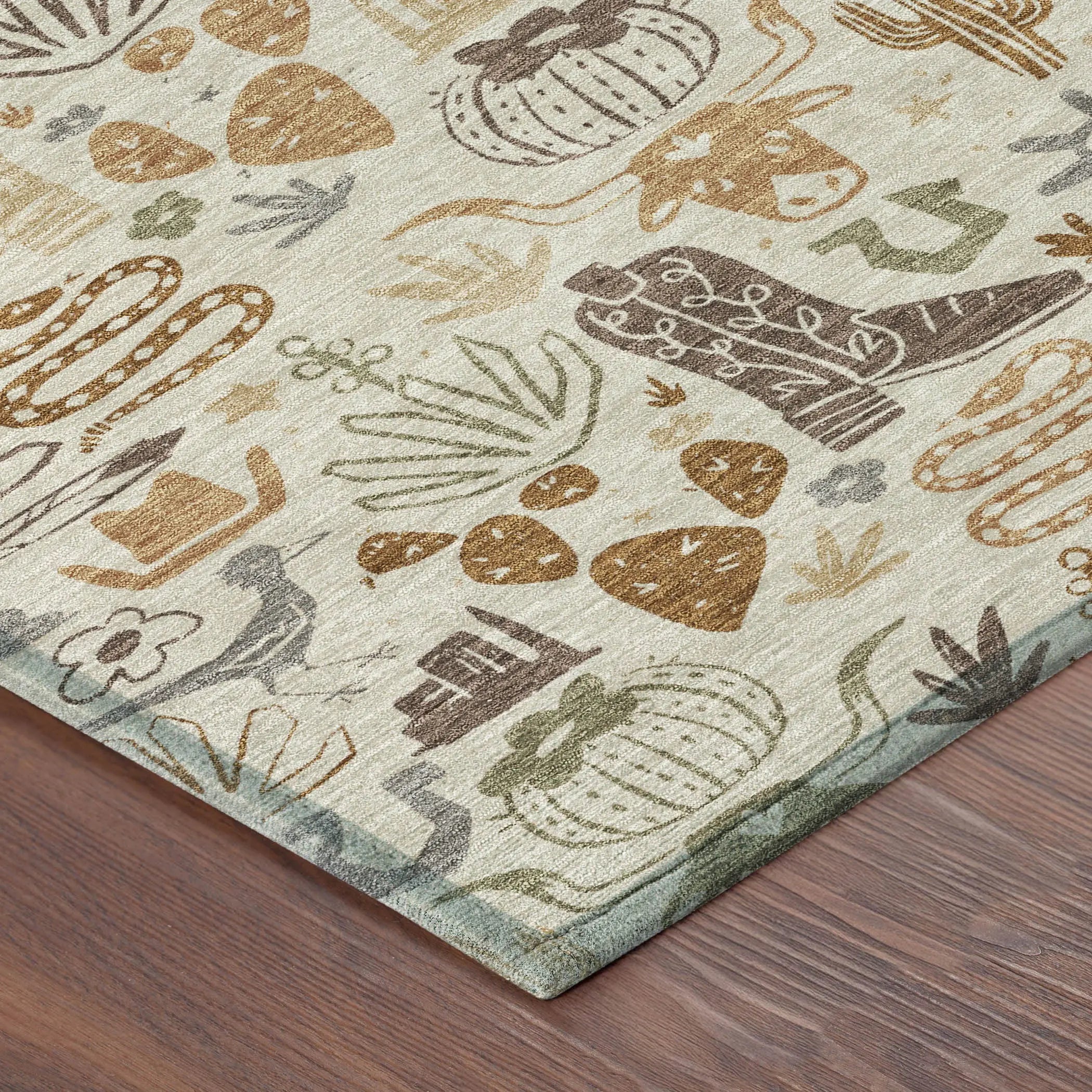 5' X 8' Beige And Copper Cactus Washable Indoor Outdoor Area Rug Homeroots Outdoor