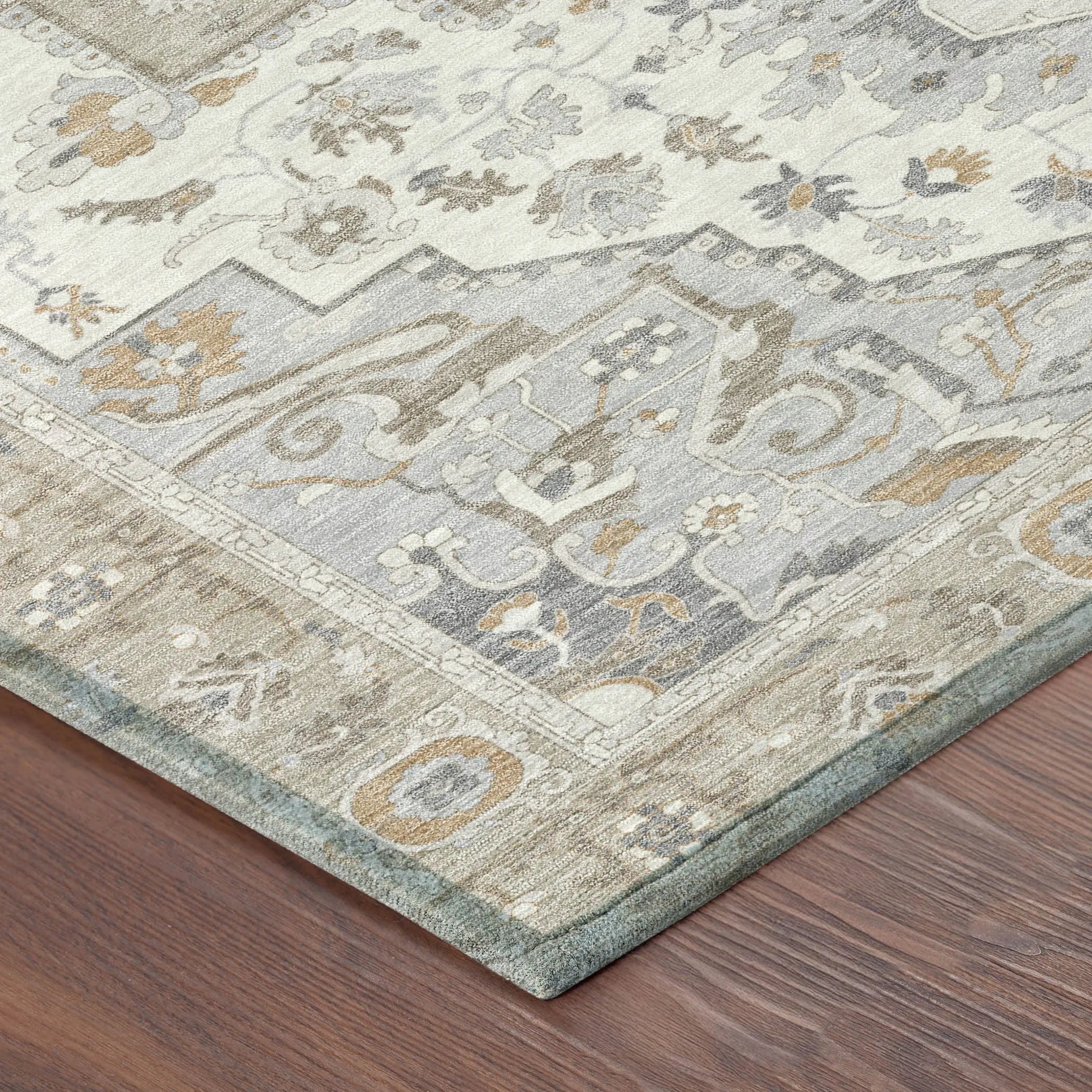 5' X 8' Beige And Copper Oriental Washable Indoor Outdoor Area Rug Homeroots Outdoor