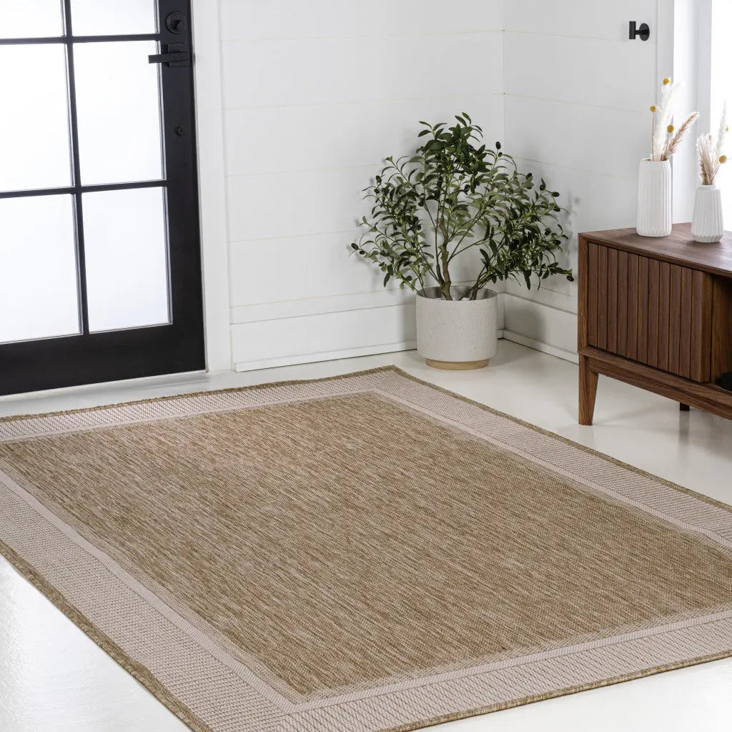 5' X 8' Beige And Cream Indoor Outdoor Area Rug Homeroots Outdoor