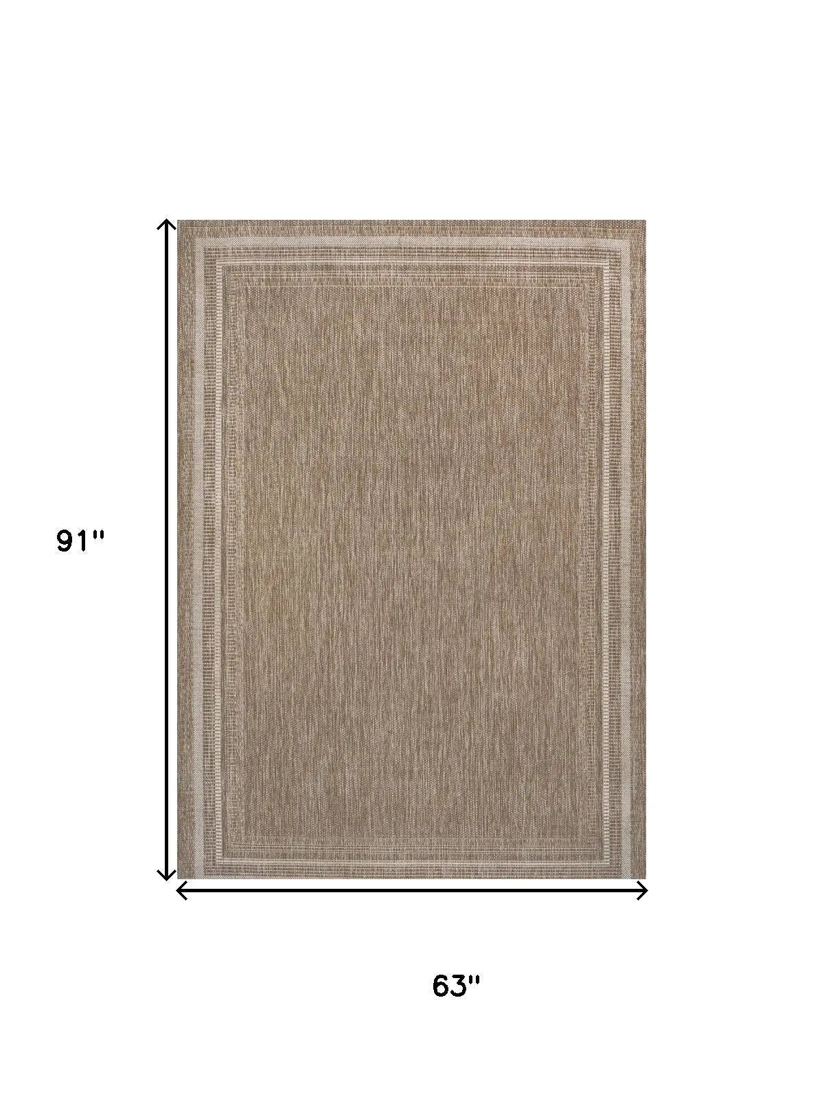 5' X 8' Beige And Cream Indoor Outdoor Area Rug Homeroots Outdoor