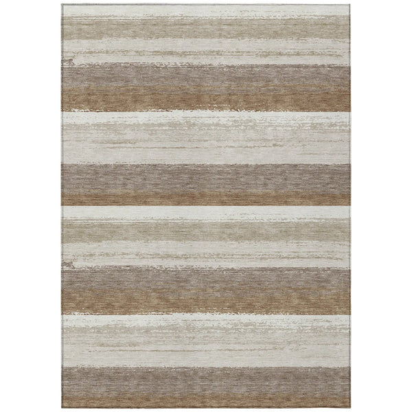 5' X 8' Beige And Graphite Striped Washable Indoor Outdoor Area Rug Homeroots Outdoor