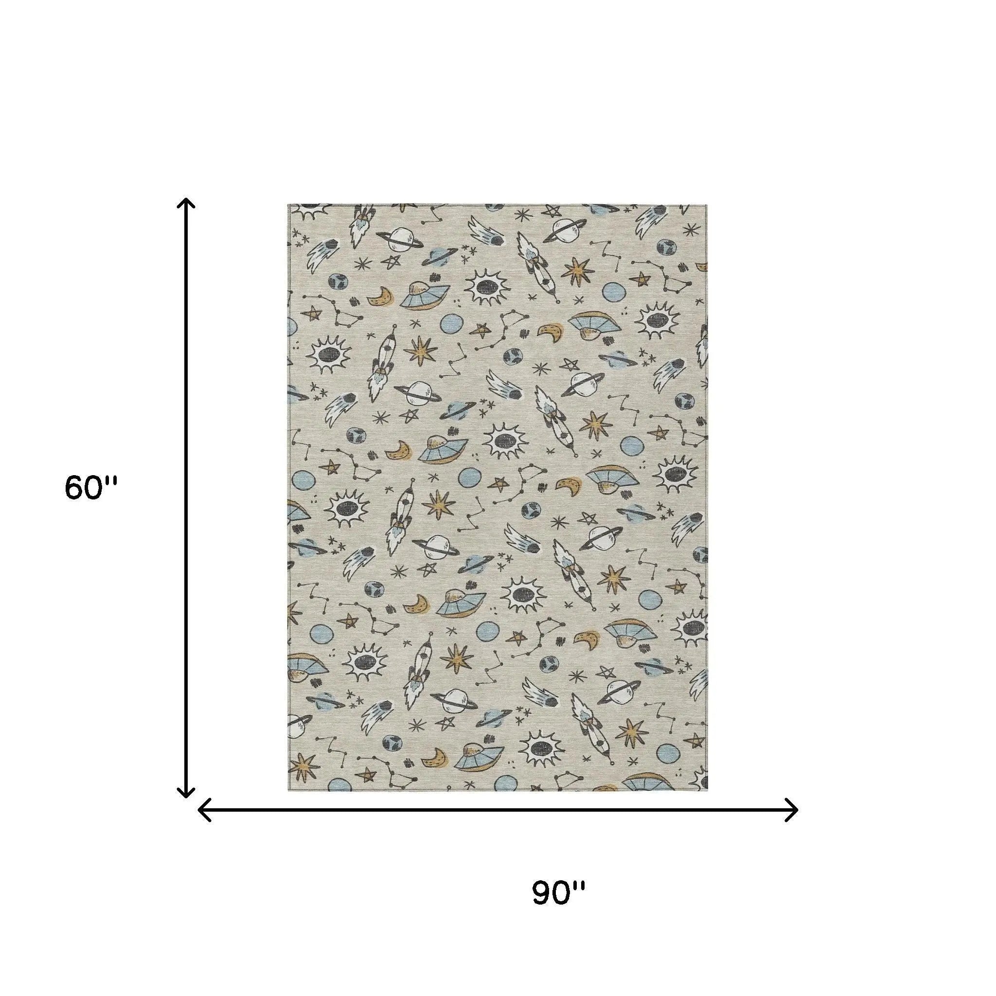 5' X 8' Beige And Gray Animal Print Washable Indoor Outdoor Area Rug Homeroots Outdoor