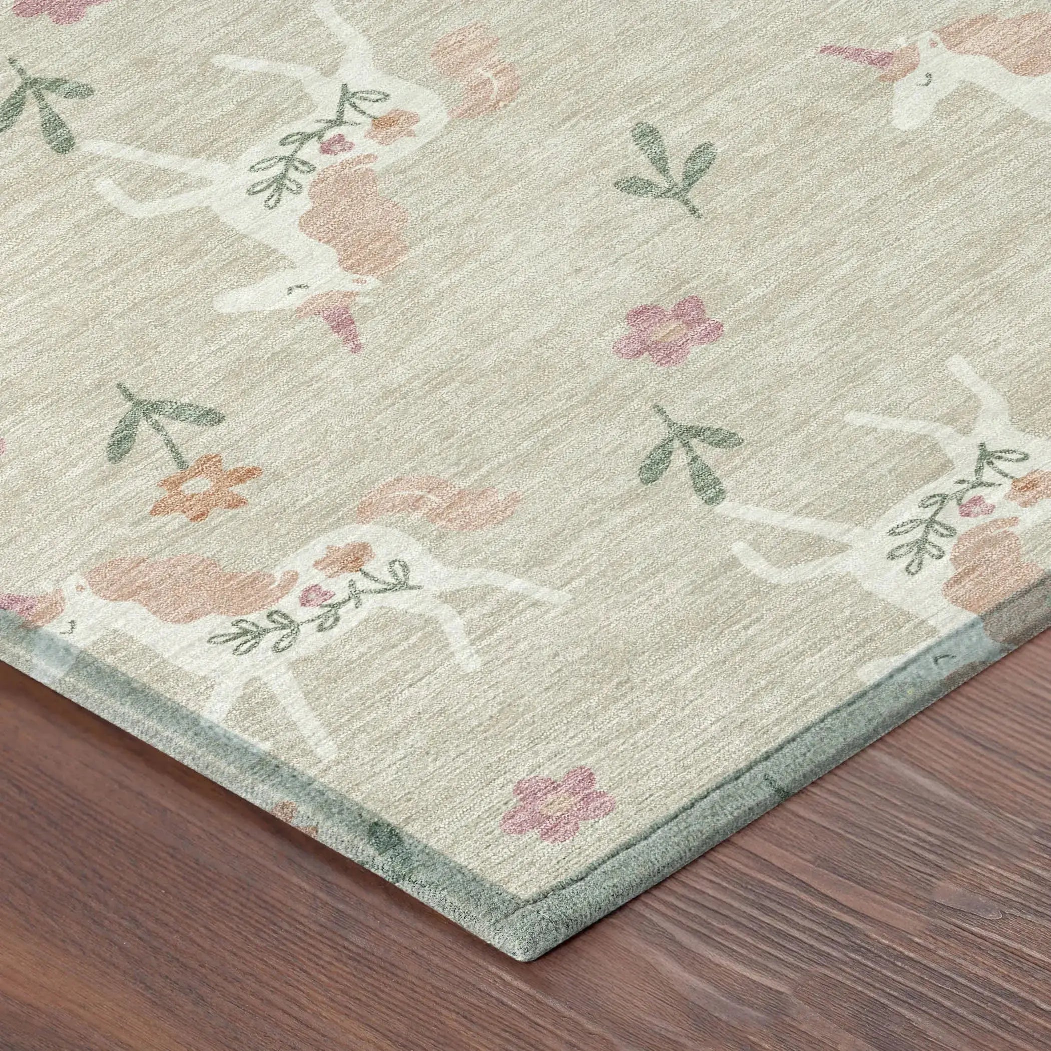 5' X 8' Beige And Gray Floral Washable Indoor Outdoor Area Rug Homeroots Outdoor