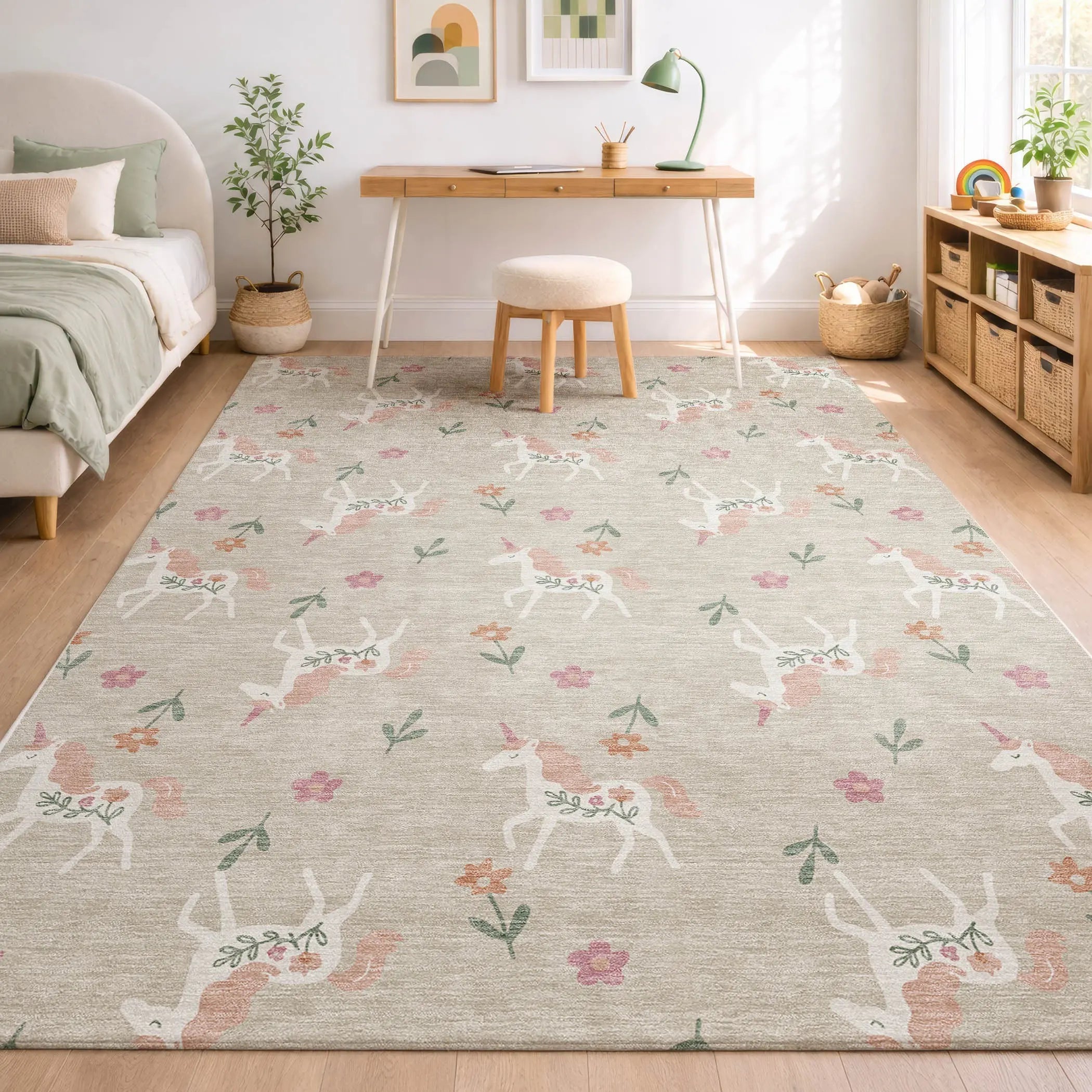 5' X 8' Beige And Gray Floral Washable Indoor Outdoor Area Rug Homeroots Outdoor