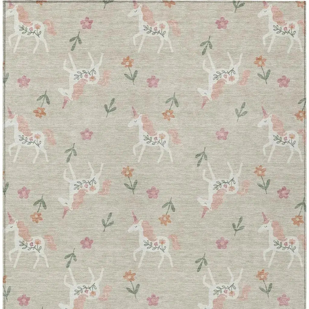 5' X 8' Beige And Gray Floral Washable Indoor Outdoor Area Rug Homeroots Outdoor