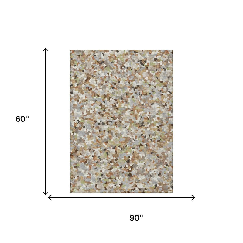 5' X 8' Beige And Gray Geometric Washable Indoor Outdoor Area Rug Homeroots Outdoor