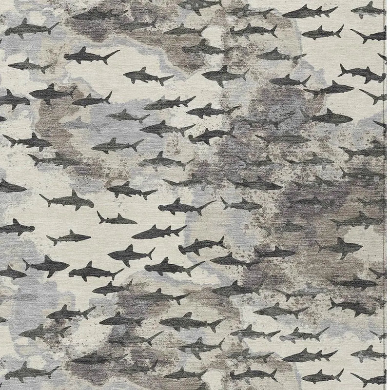 5' X 8' Beige And Gray Horse Washable Indoor Outdoor Area Rug Homeroots Outdoor
