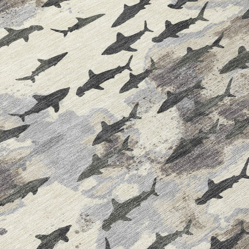 5' X 8' Beige And Gray Horse Washable Indoor Outdoor Area Rug Homeroots Outdoor