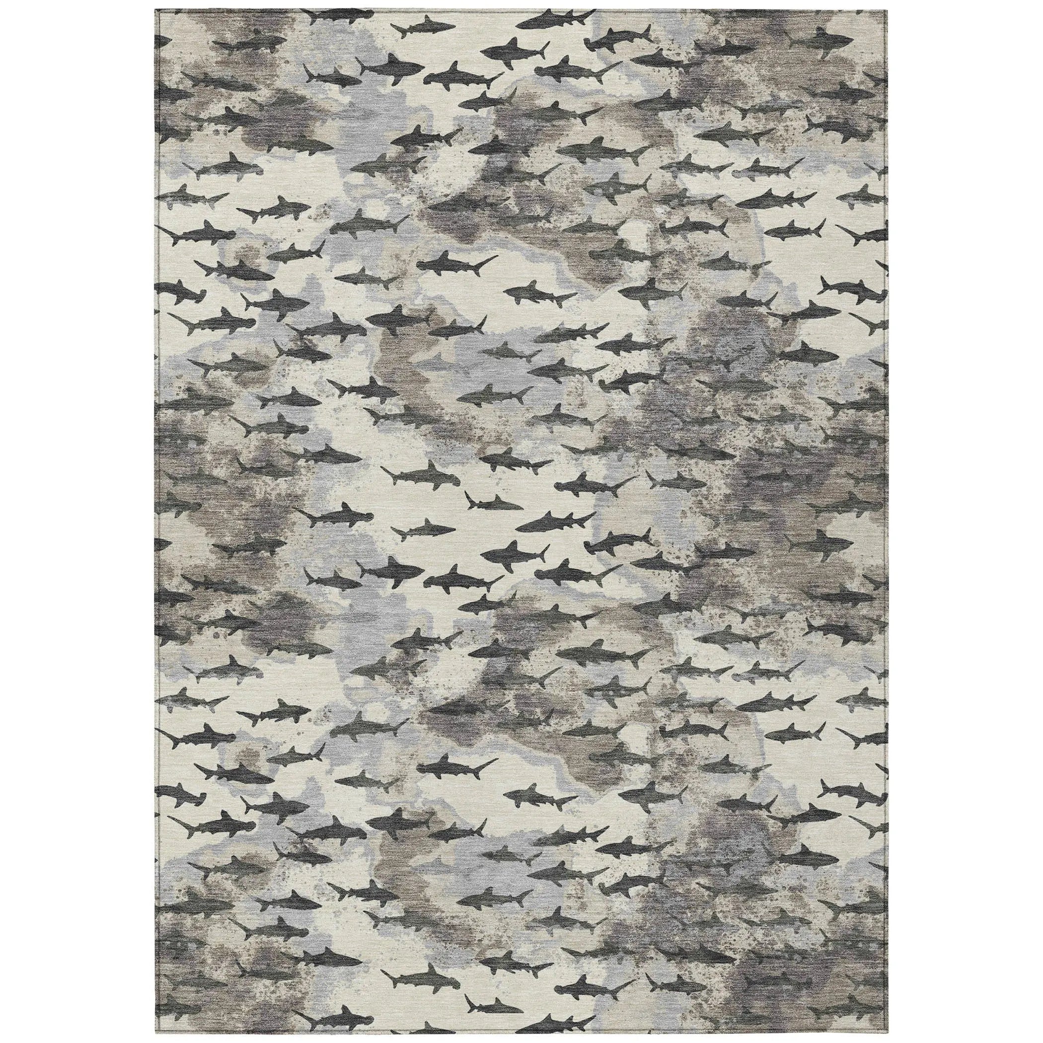 5' X 8' Beige And Gray Horse Washable Indoor Outdoor Area Rug Homeroots Outdoor