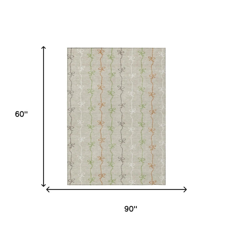 5' X 8' Beige And Gray Southwestern Washable Indoor Outdoor Area Rug Homeroots Outdoor