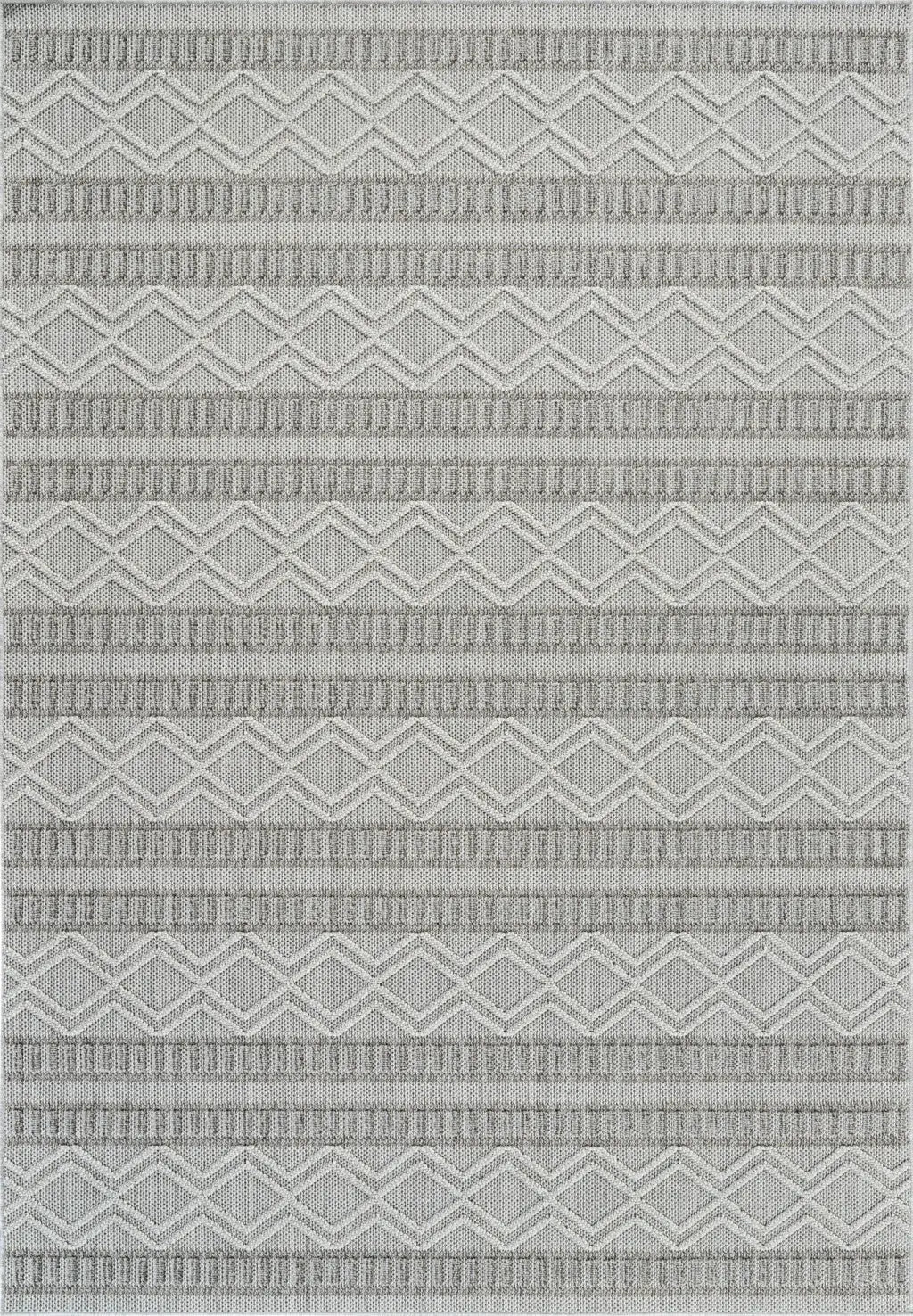 5' X 8' Beige And Gray Striped Distressed Indoor Outdoor Area Rug - GreatEagleInc