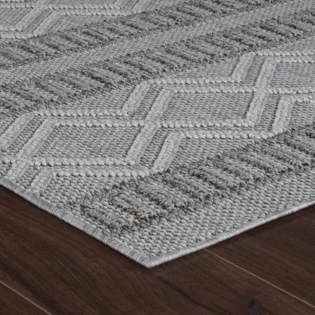 5' X 8' Beige And Gray Striped Distressed Indoor Outdoor Area Rug - GreatEagleInc