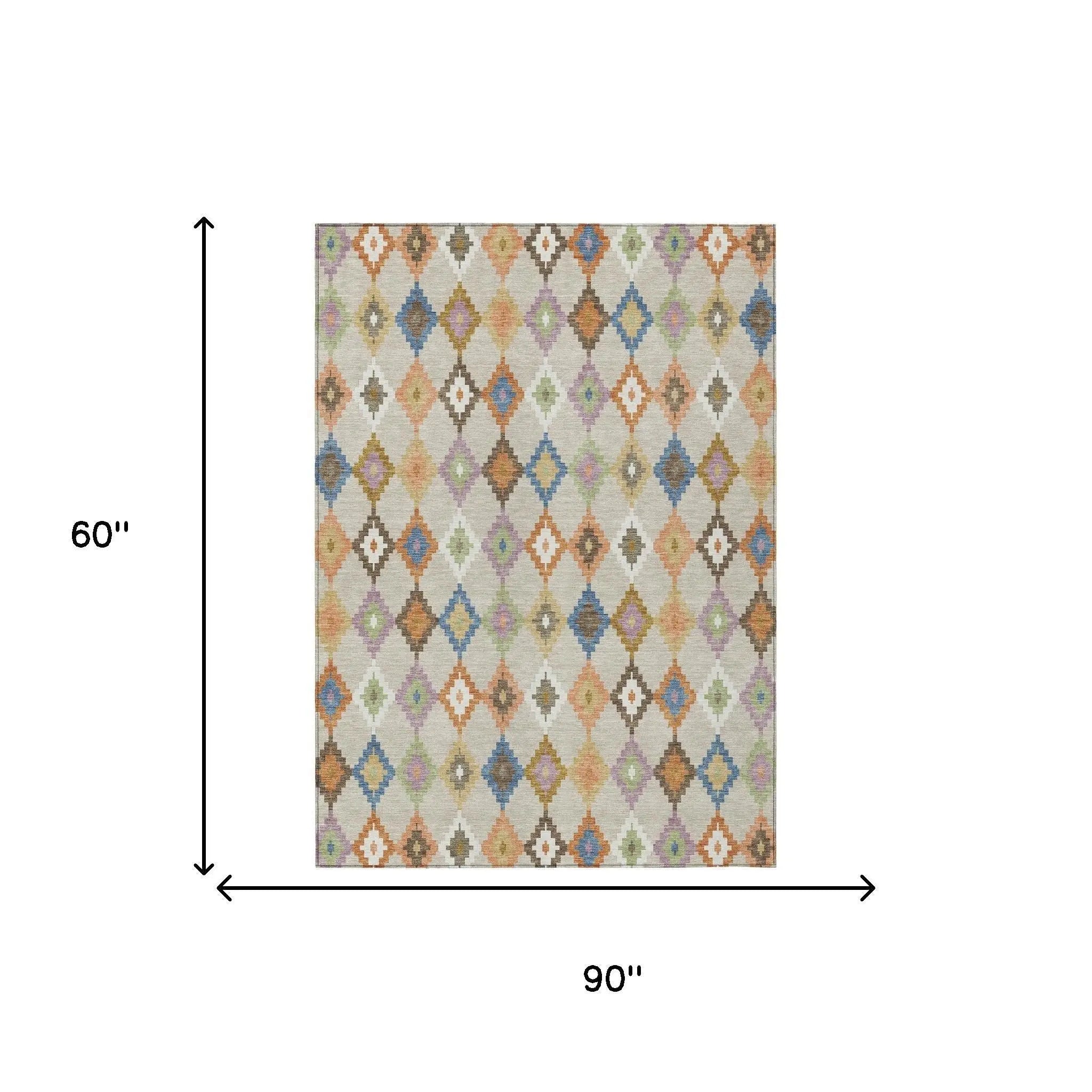 5' X 8' Beige And Ivory Aztec Washable Indoor Outdoor Area Rug Homeroots Outdoor