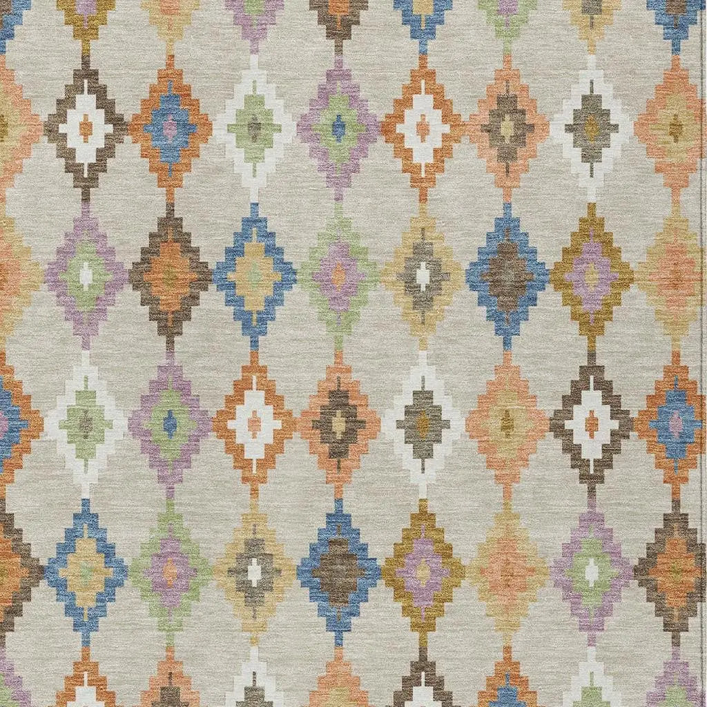 5' X 8' Beige And Ivory Aztec Washable Indoor Outdoor Area Rug Homeroots Outdoor