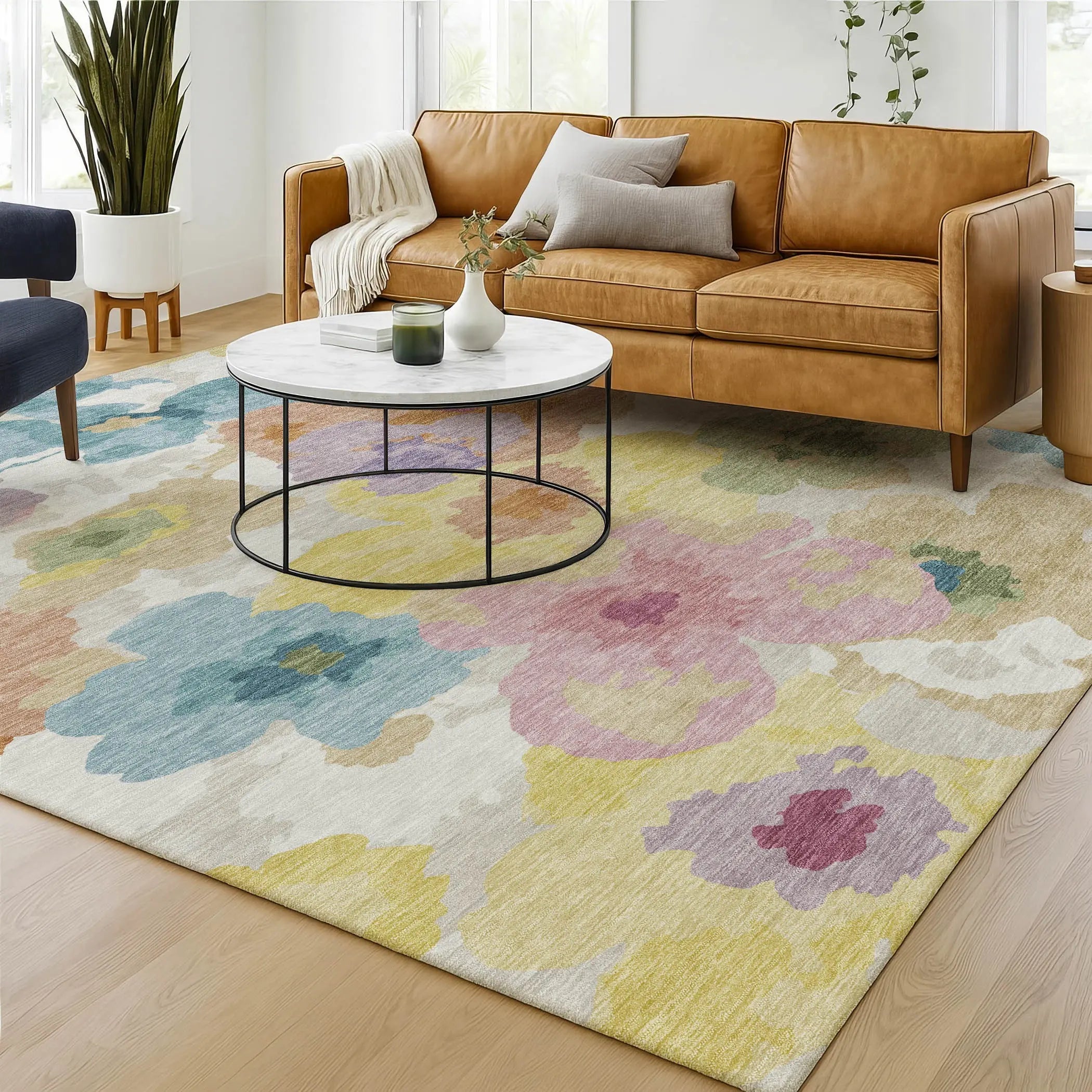 5' X 8' Beige And Ivory Floral Washable Indoor Outdoor Area Rug Homeroots Outdoor