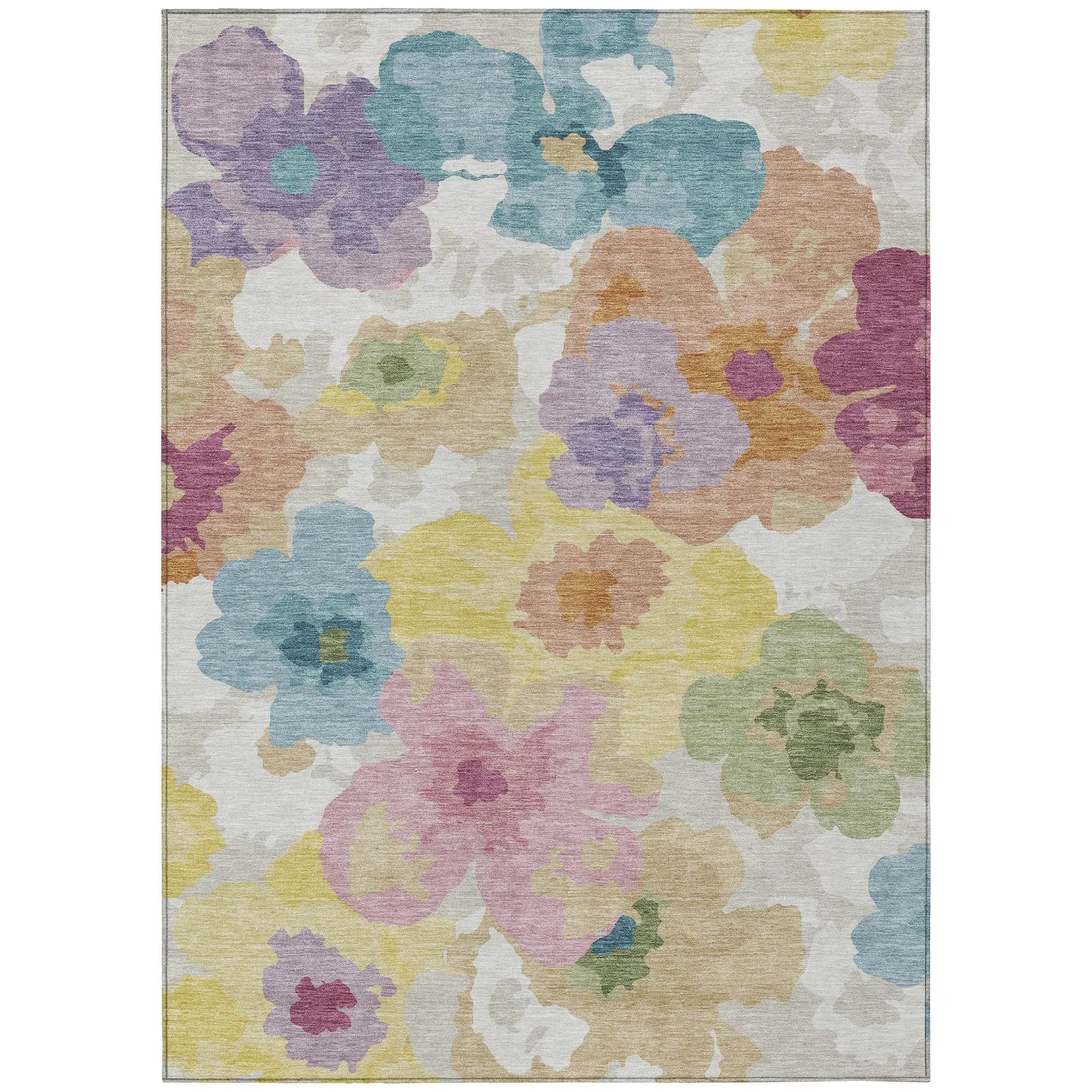 5' X 8' Beige And Ivory Floral Washable Indoor Outdoor Area Rug Homeroots Outdoor
