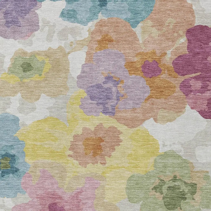 5' X 8' Beige And Ivory Floral Washable Indoor Outdoor Area Rug Homeroots Outdoor