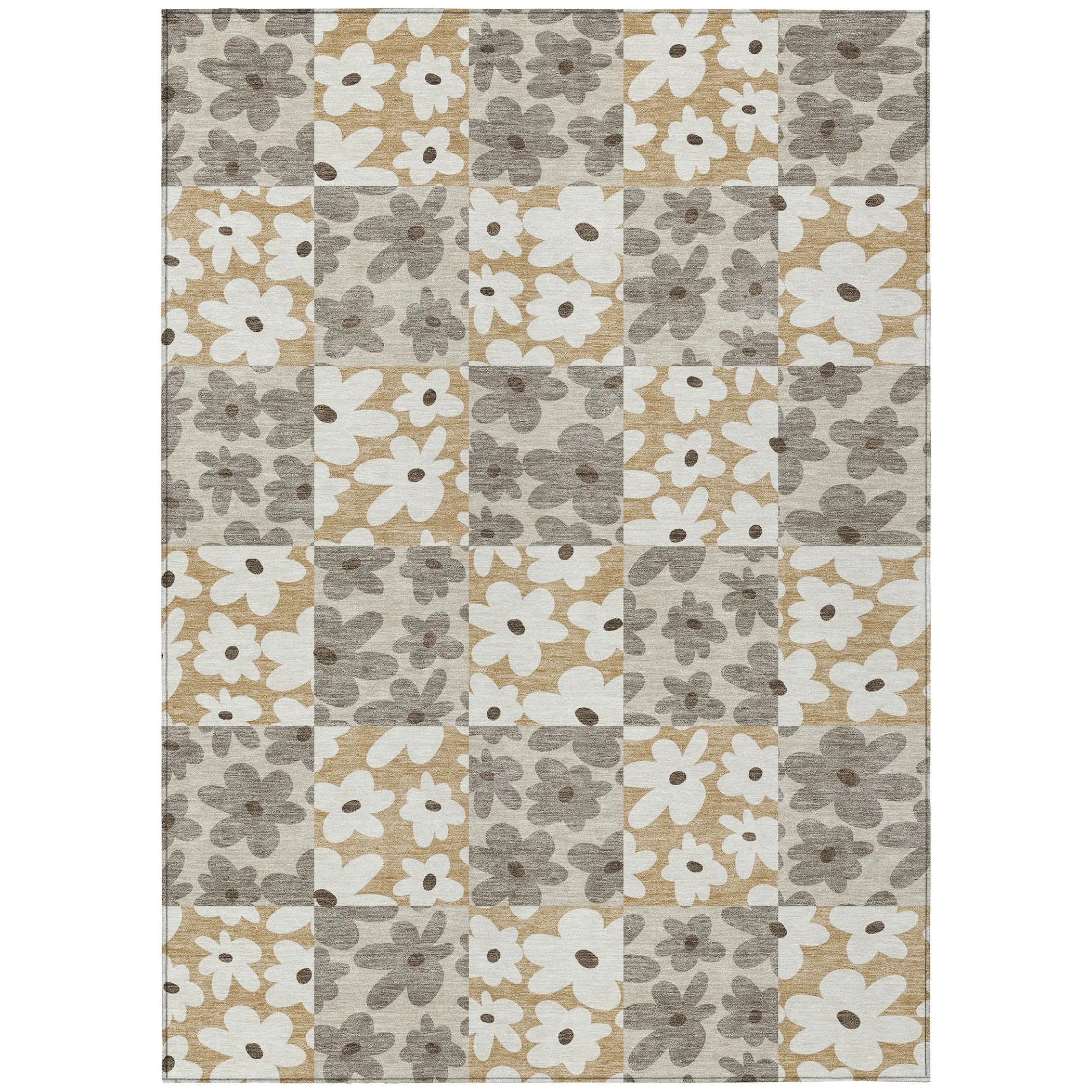 5' X 8' Beige And Ivory Floral Washable Indoor Outdoor Area Rug Homeroots Outdoor