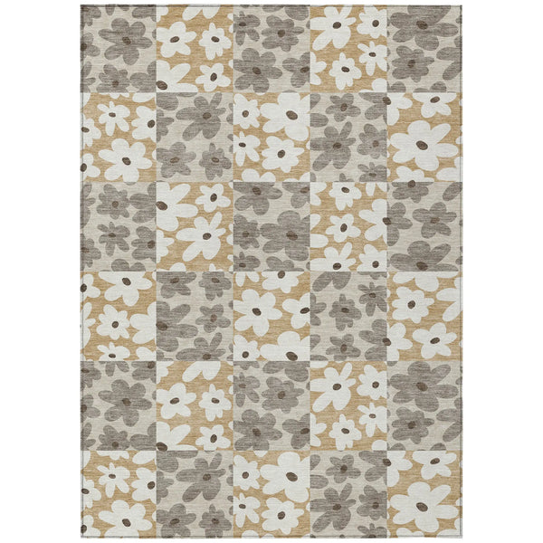 5' X 8' Beige And Ivory Floral Washable Indoor Outdoor Area Rug Homeroots Outdoor