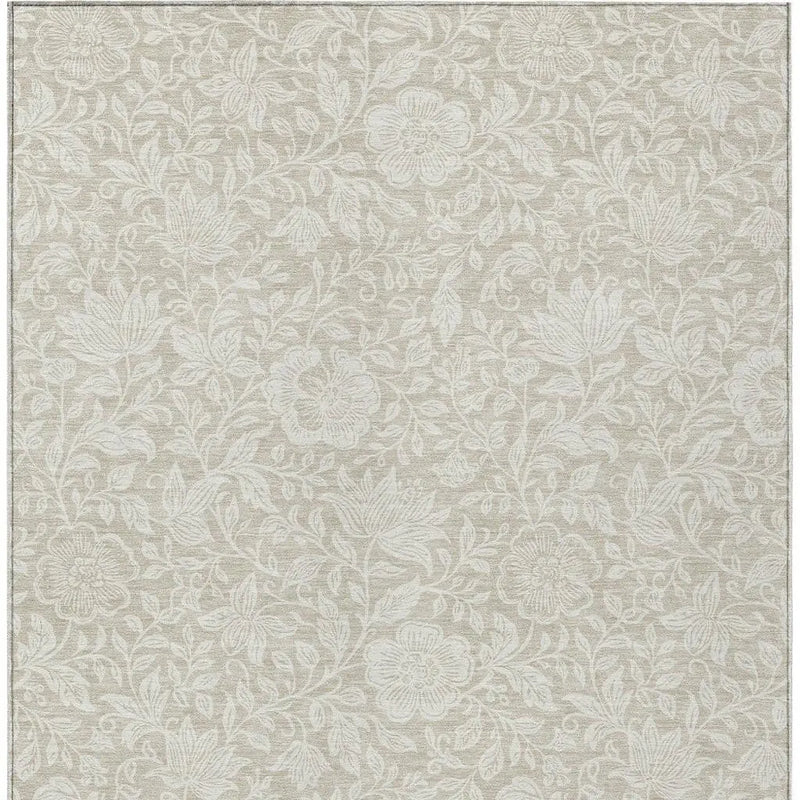 5' X 8' Beige And Ivory Floral Washable Indoor Outdoor Area Rug Homeroots Outdoor