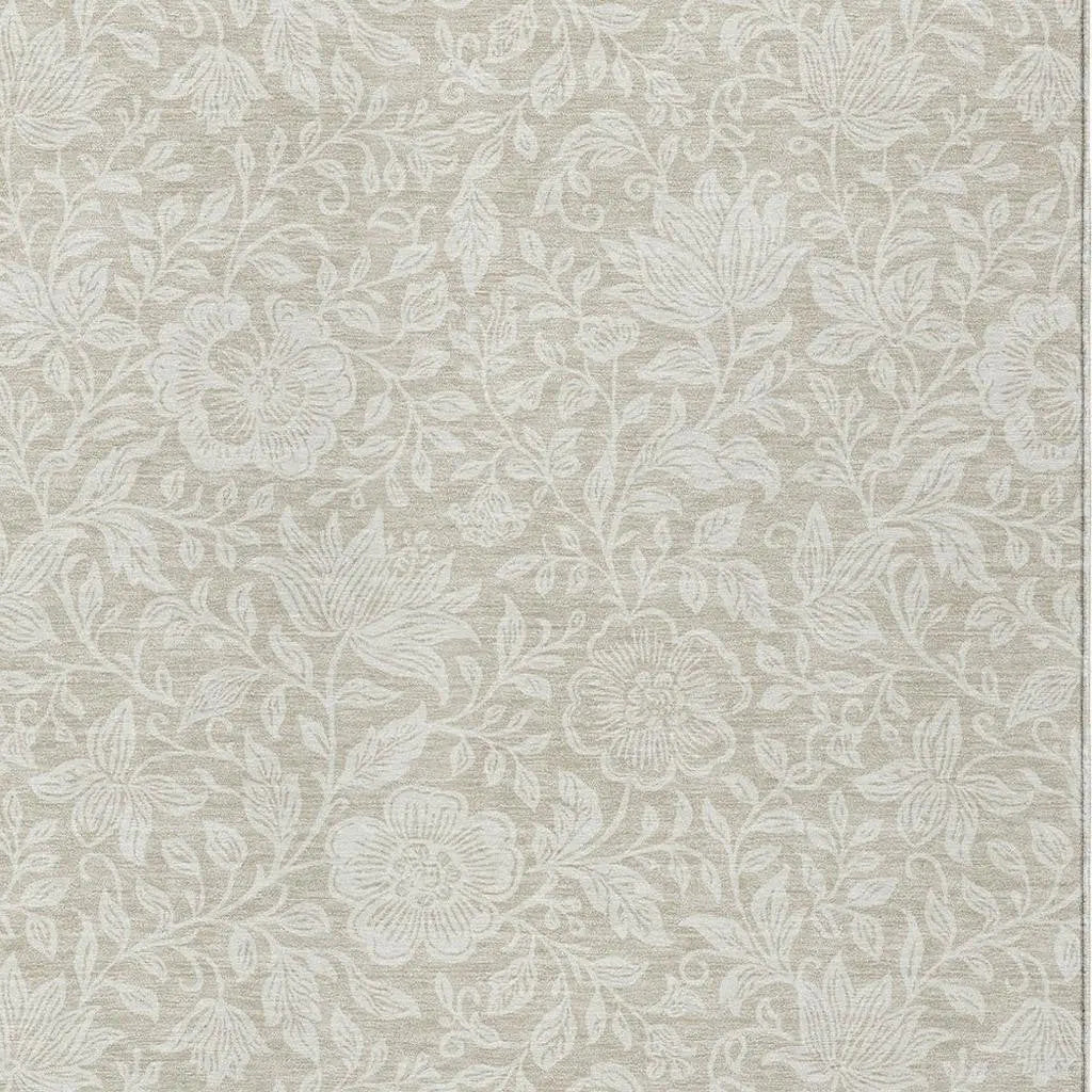 5' X 8' Beige And Ivory Floral Washable Indoor Outdoor Area Rug Homeroots Outdoor