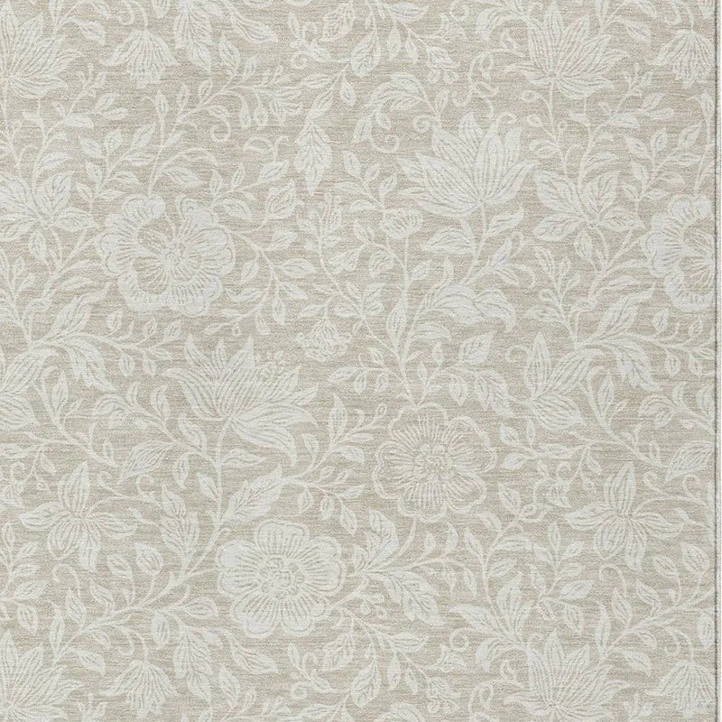 5' X 8' Beige And Ivory Floral Washable Indoor Outdoor Area Rug Homeroots Outdoor