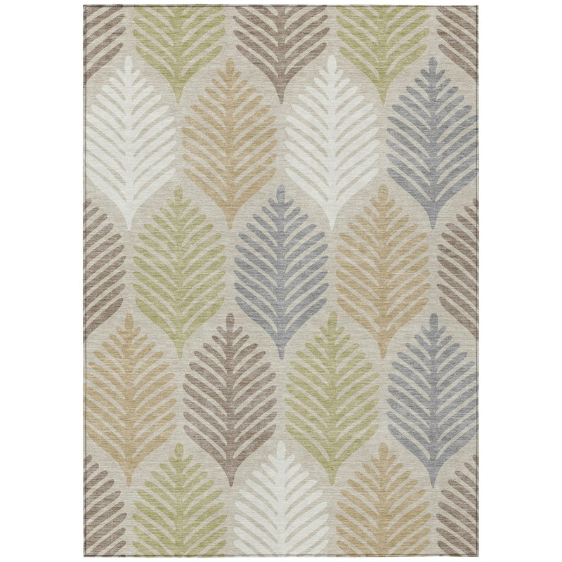 5' X 8' Beige And Ivory Floral Washable Indoor Outdoor Area Rug Homeroots Outdoor
