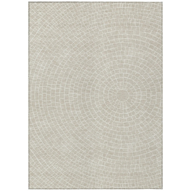 5' X 8' Beige And Ivory Geometric Washable Indoor Outdoor Area Rug Homeroots Outdoor