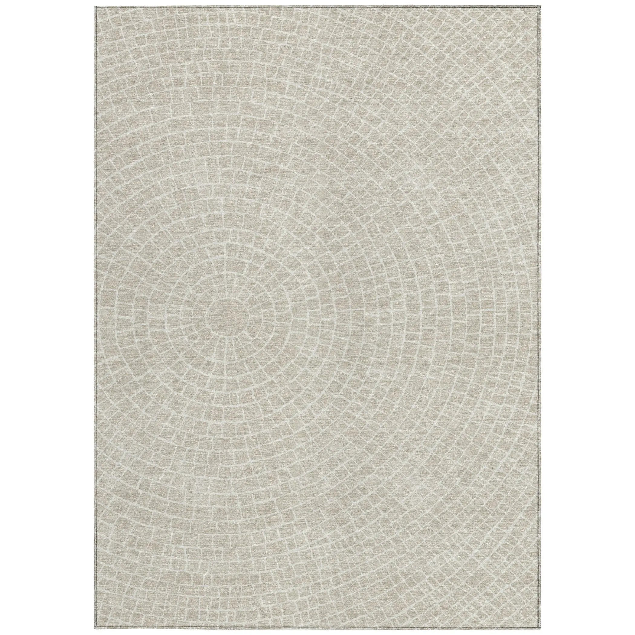 5' X 8' Beige And Ivory Geometric Washable Indoor Outdoor Area Rug Homeroots Outdoor