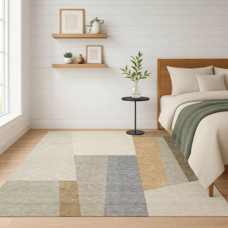 5' X 8' Beige And Ivory Geometric Washable Indoor Outdoor Area Rug Homeroots Outdoor