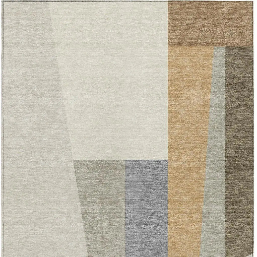 5' X 8' Beige And Ivory Geometric Washable Indoor Outdoor Area Rug Homeroots Outdoor