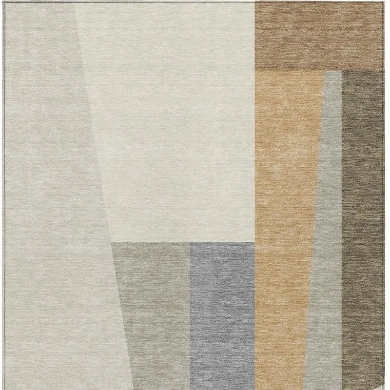 5' X 8' Beige And Ivory Geometric Washable Indoor Outdoor Area Rug Homeroots Outdoor