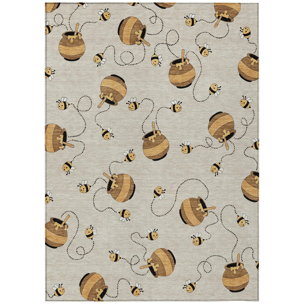 5' X 8' Beige And Ivory Geometric Washable Indoor Outdoor Area Rug Homeroots Outdoor