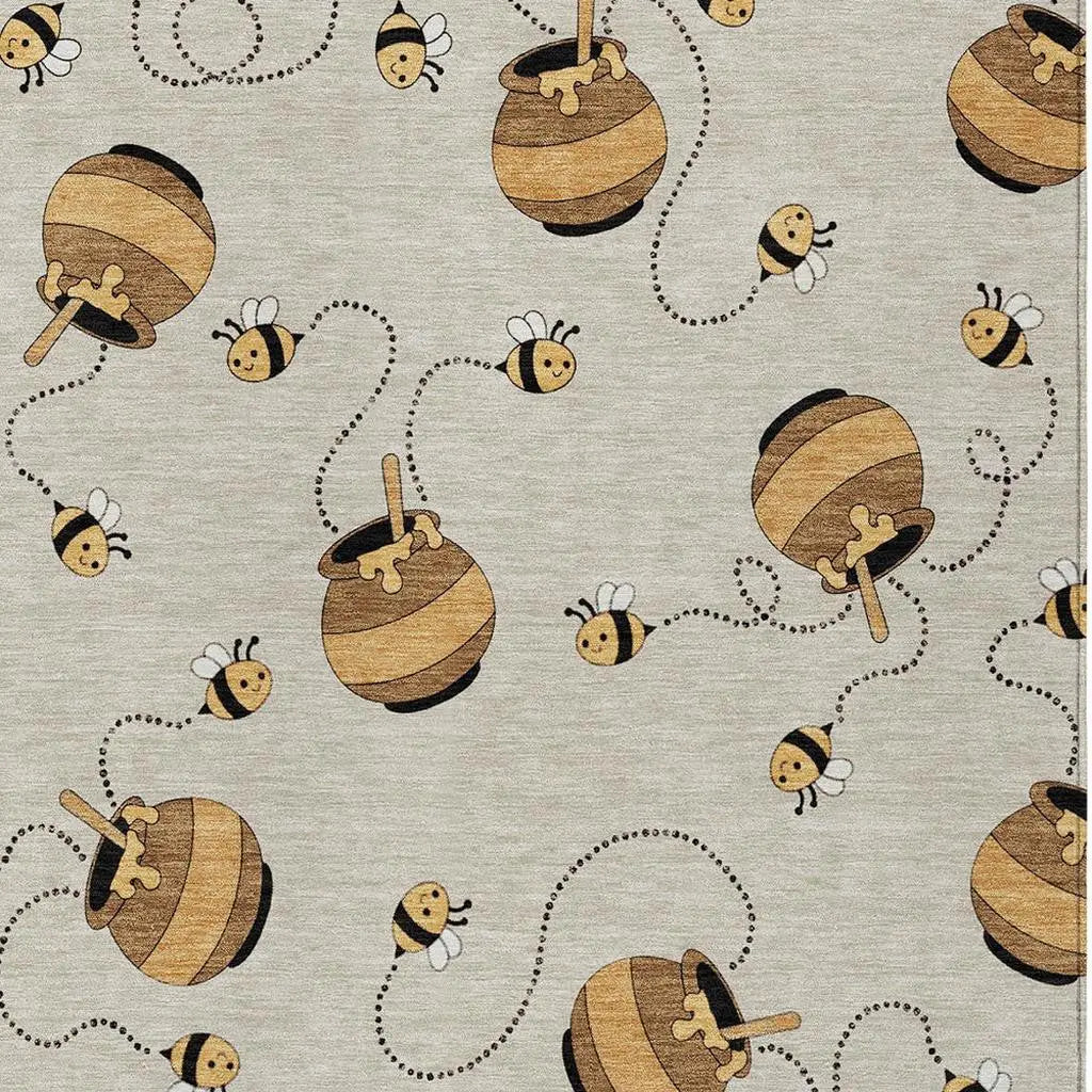 5' X 8' Beige And Ivory Geometric Washable Indoor Outdoor Area Rug Homeroots Outdoor