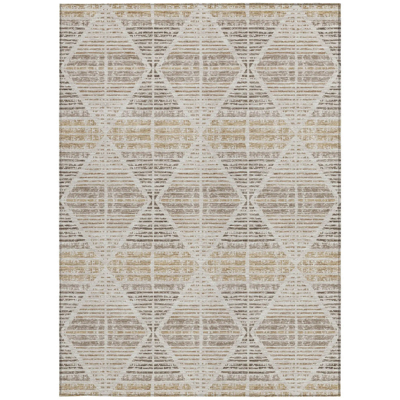 5' X 8' Beige And Ivory Geometric Washable Indoor Outdoor Area Rug Homeroots Outdoor