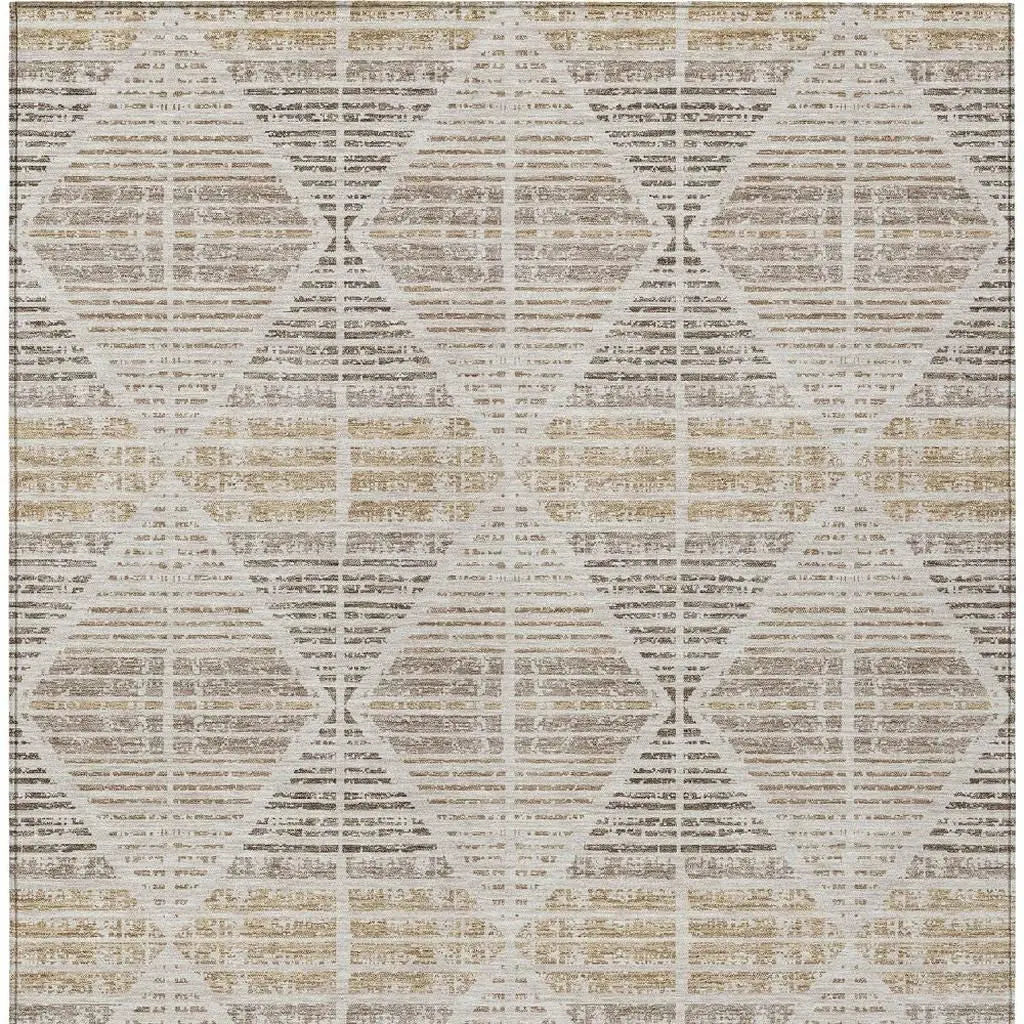 5' X 8' Beige And Ivory Geometric Washable Indoor Outdoor Area Rug Homeroots Outdoor