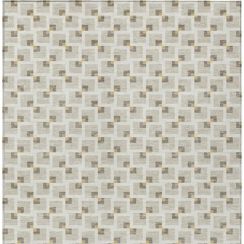5' X 8' Beige And Ivory Geometric Washable Indoor Outdoor Area Rug Homeroots Outdoor