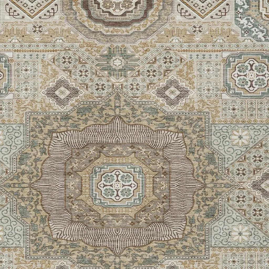 5' X 8' Beige And Ivory Oriental Washable Indoor Outdoor Area Rug Homeroots Outdoor