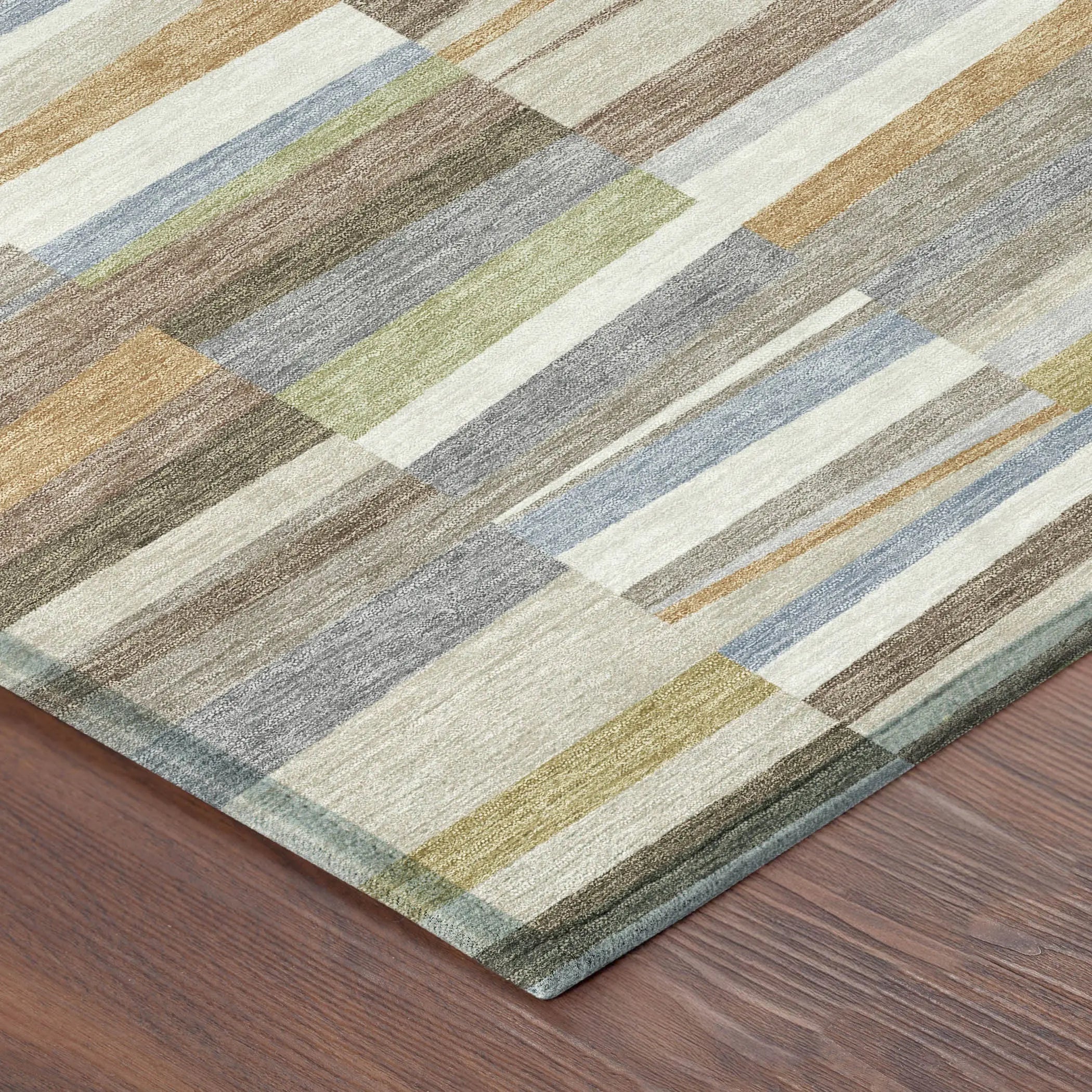 5' X 8' Beige And Ivory Striped Washable Indoor Outdoor Area Rug Homeroots Outdoor