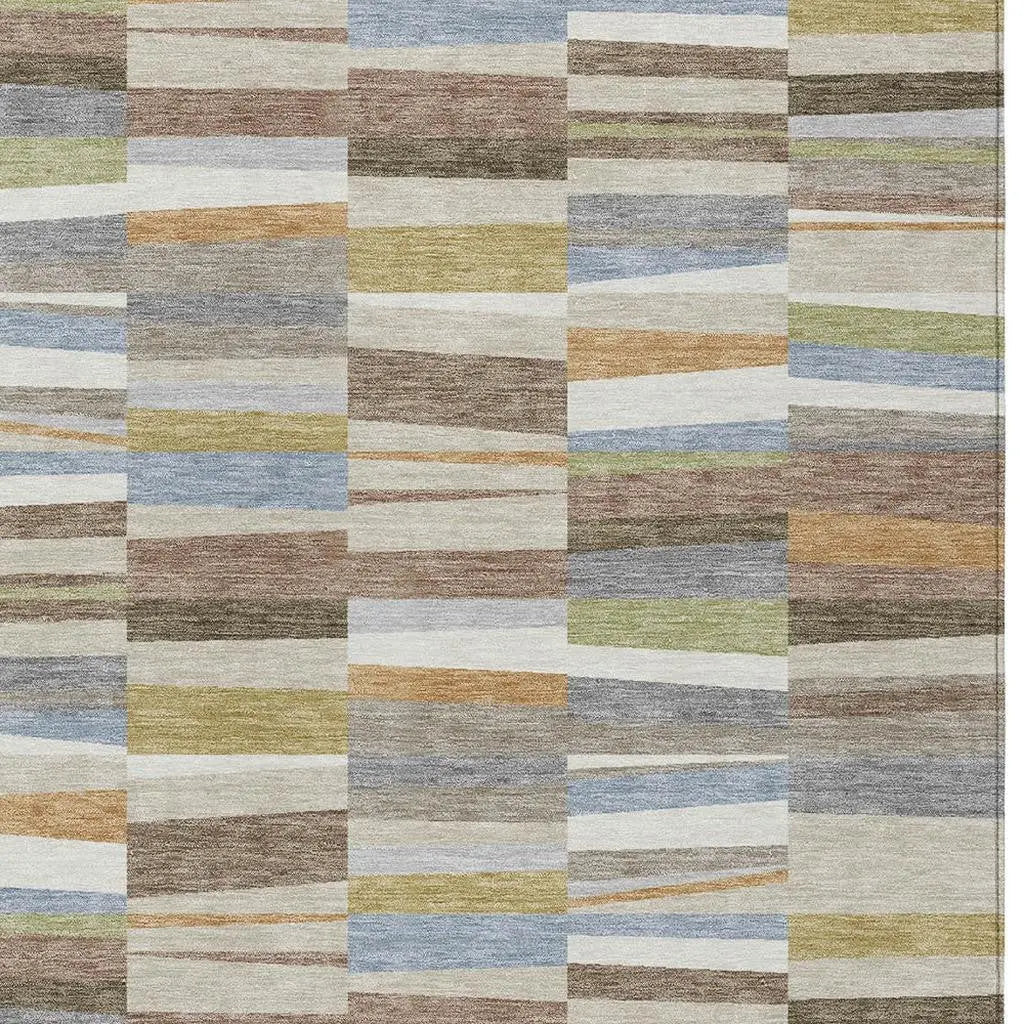 5' X 8' Beige And Ivory Striped Washable Indoor Outdoor Area Rug Homeroots Outdoor