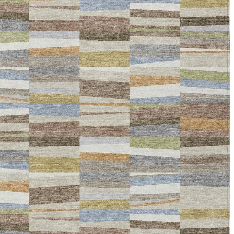 5' X 8' Beige And Ivory Striped Washable Indoor Outdoor Area Rug Homeroots Outdoor