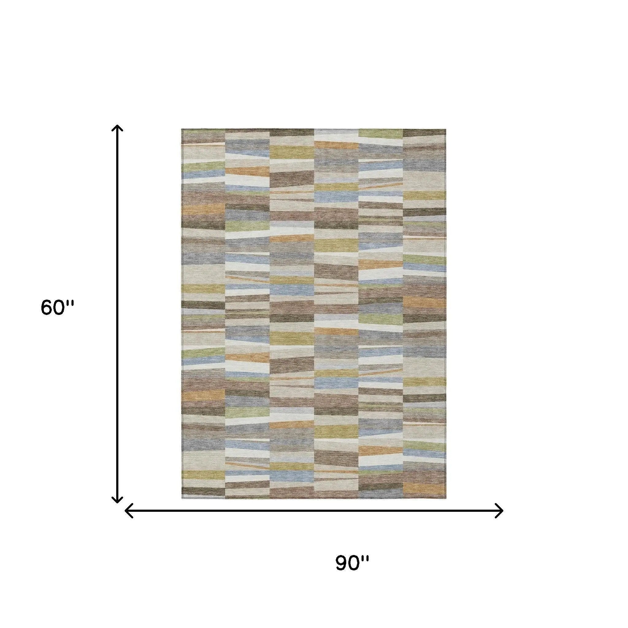 5' X 8' Beige And Ivory Striped Washable Indoor Outdoor Area Rug Homeroots Outdoor