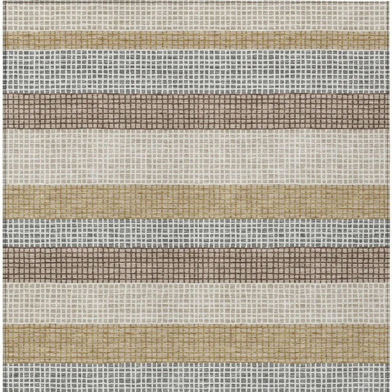5' X 8' Beige And Ivory Striped Washable Indoor Outdoor Area Rug Homeroots Outdoor