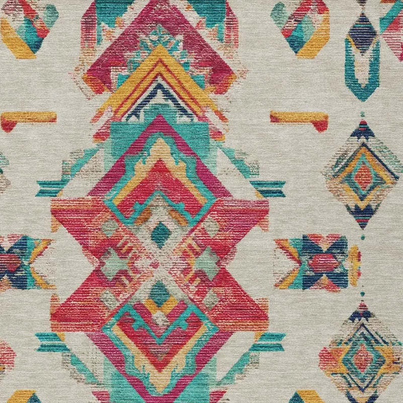 5' X 8' Beige And Ivory Tribal Washable Indoor Outdoor Area Rug Homeroots Outdoor