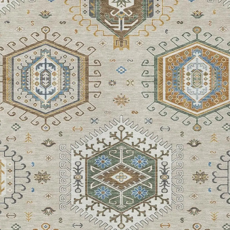 5' X 8' Beige And Ivory Tribal Washable Indoor Outdoor Area Rug Homeroots Outdoor