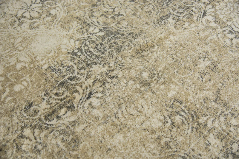 5' X 8' Beige And Natural New Zealand Lambs Wool Damask Hand Carved Handmade Area Rug Homeroots Home Decor