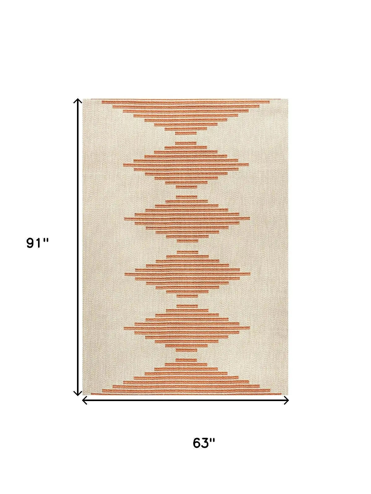 5' X 8' Beige And Orange Abstract Indoor Outdoor Area Rug Homeroots Outdoor