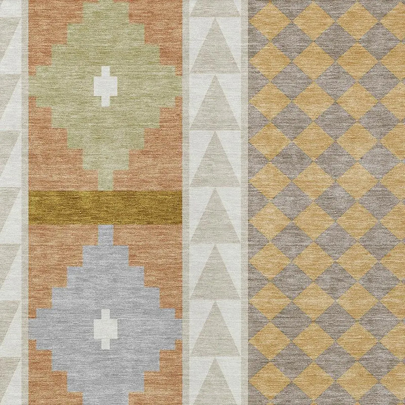 5' X 8' Beige And Orange Southwestern Washable Indoor Outdoor Area Rug Homeroots Outdoor